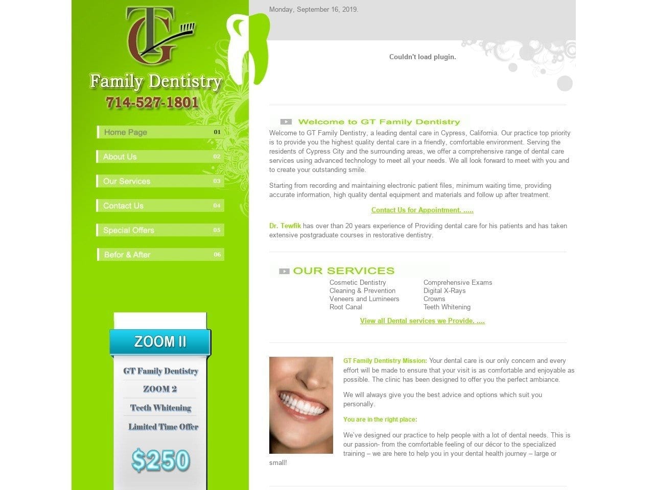 Gt Family Dentist Website Screenshot from gtfamilydentistry.com