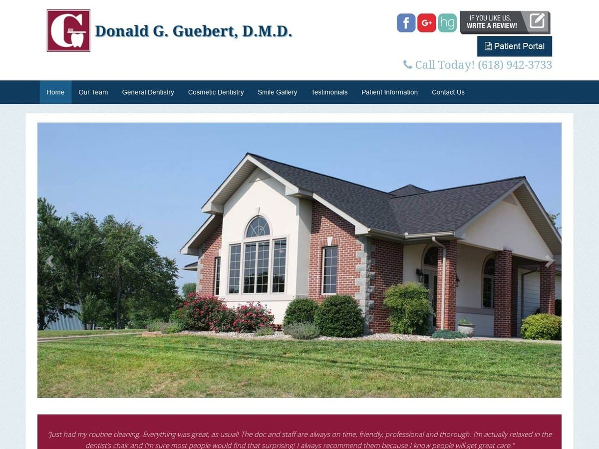 Donald G. Guebert DMD Website Screenshot from guebertdentalcare.com