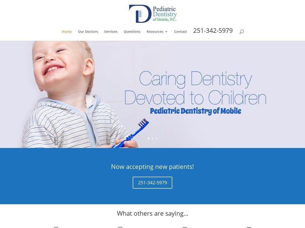 Pediatric Dentistry of Mobile P.C. Website Screenshot from gulfcoastkidsdentist.com