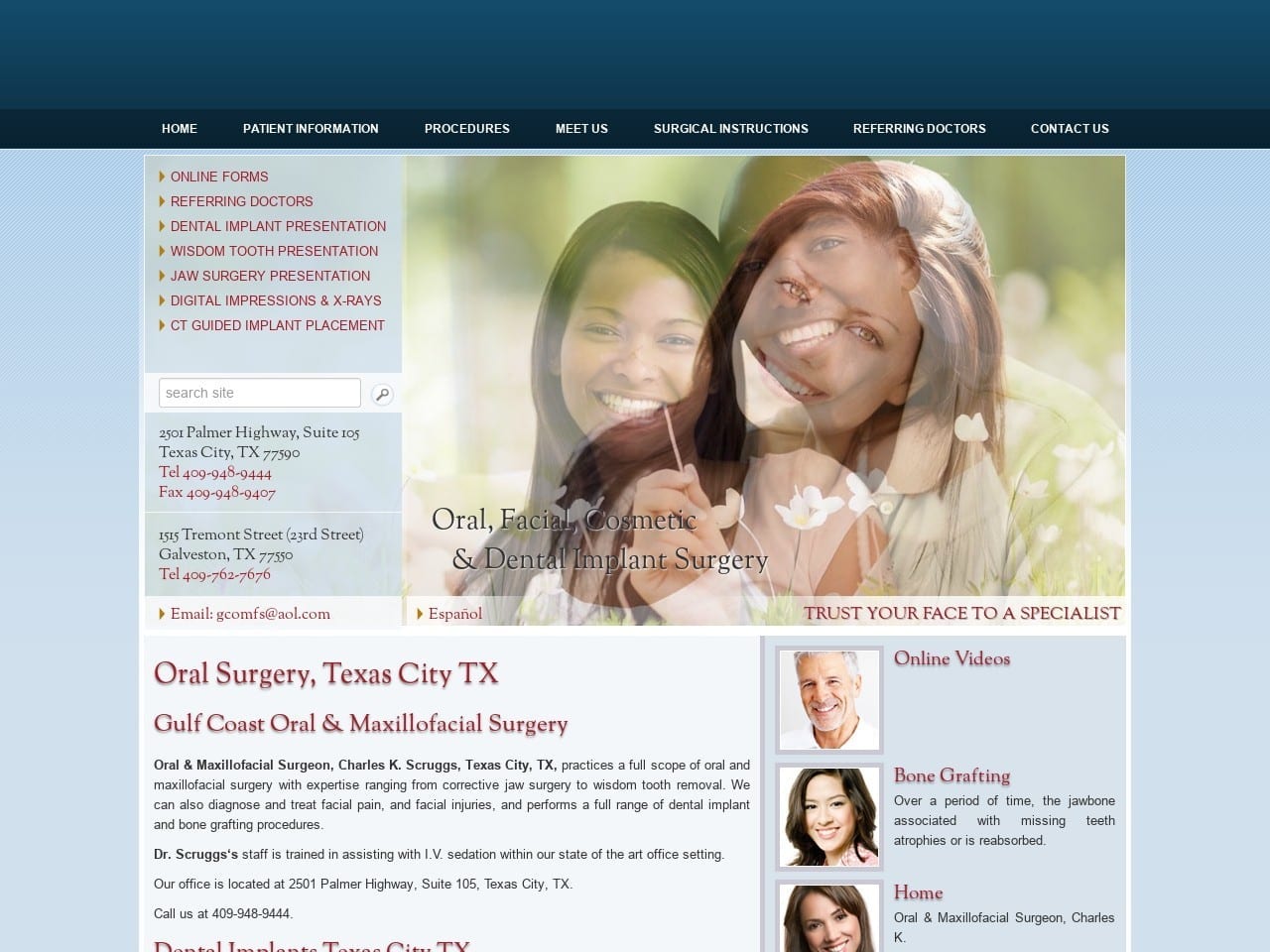 Dr. Charles K. Scruggs DDS Website Screenshot from gulfcoastoms.com