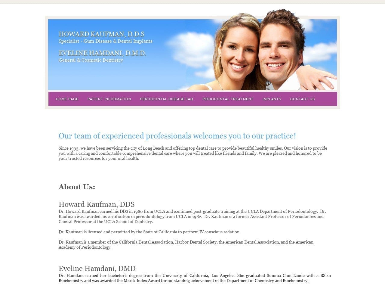 Kaufman Howard DDS Website Screenshot from gumdoctorlongbeach.com