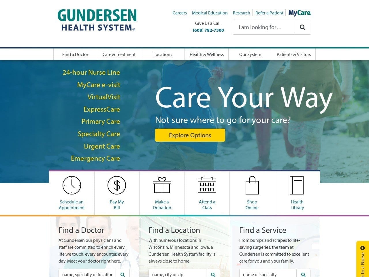 Gundersen Lutheran Medical Website Screenshot from gundersenhealth.org