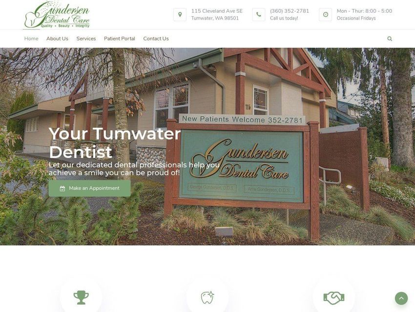 Gundersen Dental Care Website Screenshot from gundersmile.com