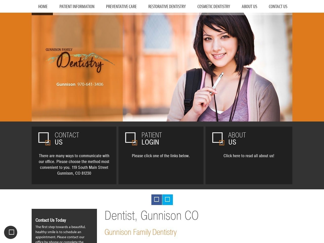 Gunnison Family Dentistry Website Screenshot from gunnisonfamilydentistry.com