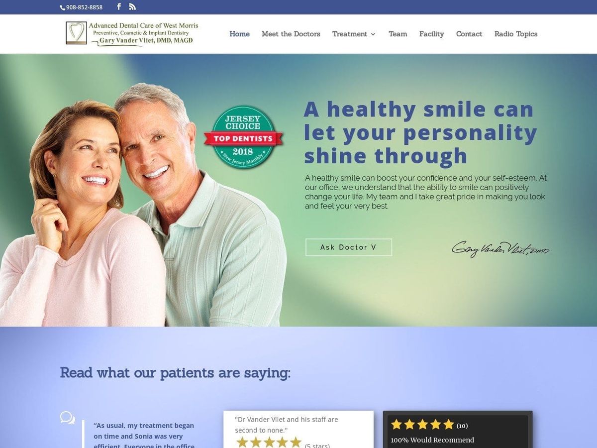 Gary Vander Vliet DMD MAGD Website Screenshot from gvdental.com