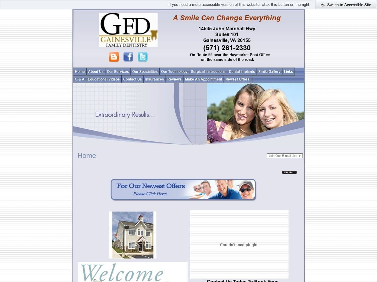 Gainesville Family Dentistry Website Screenshot from gvillefamilydentistry.com