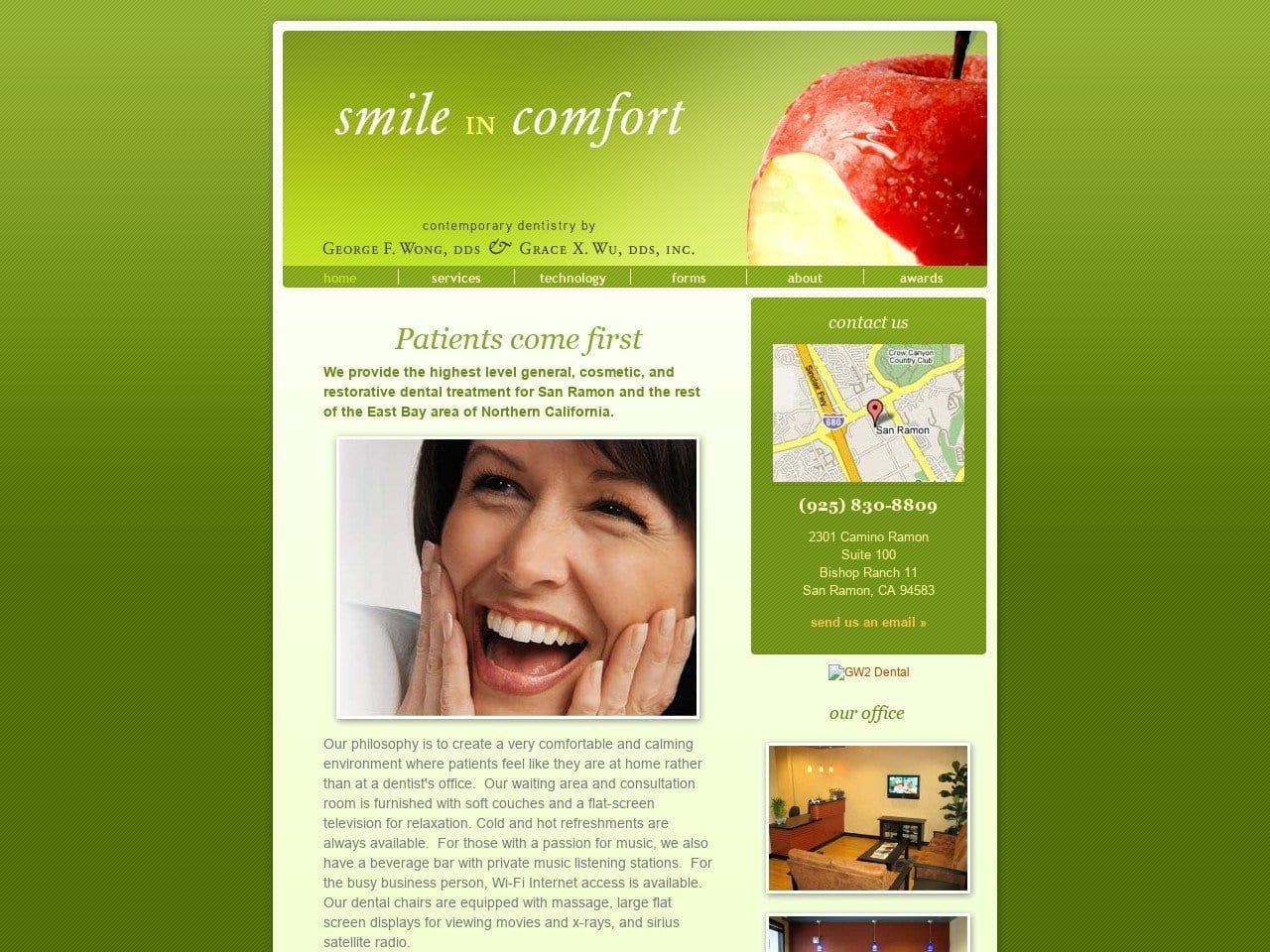 Grace X Wu DDS Website Screenshot from gw2dental.com