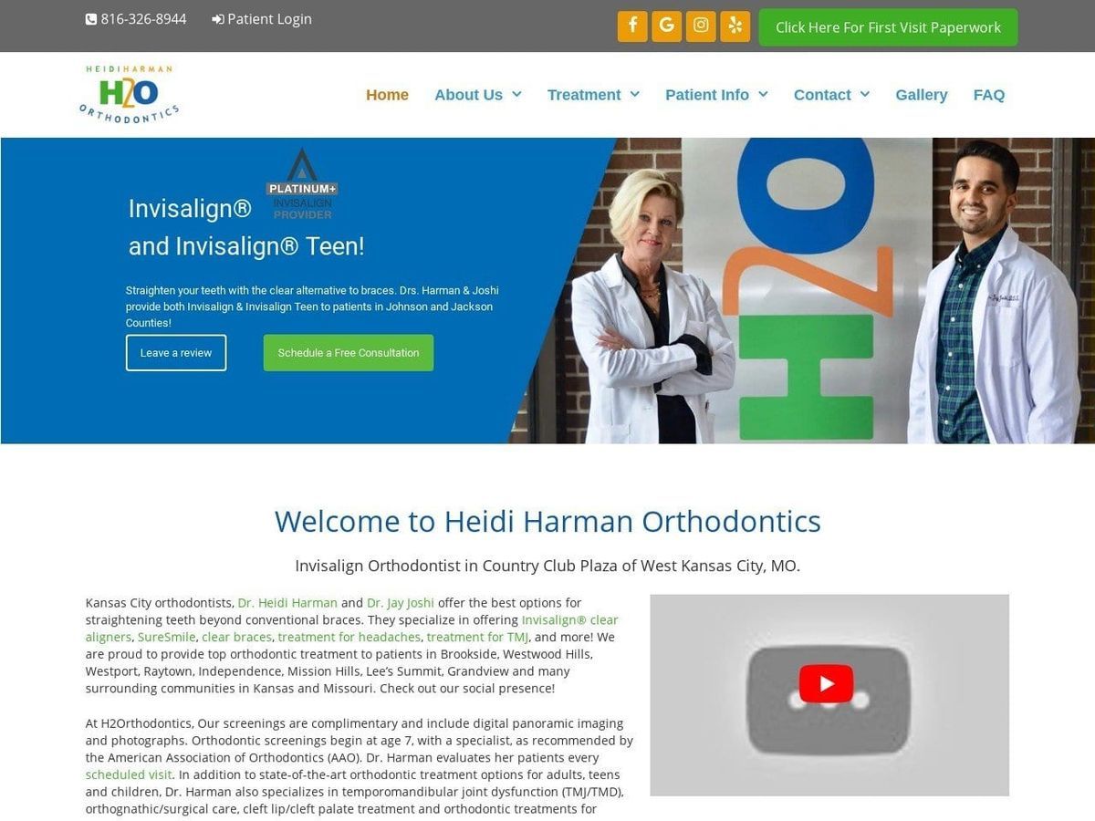Heidi Harman Orthodontics Website Screenshot from h2orthodontics.com