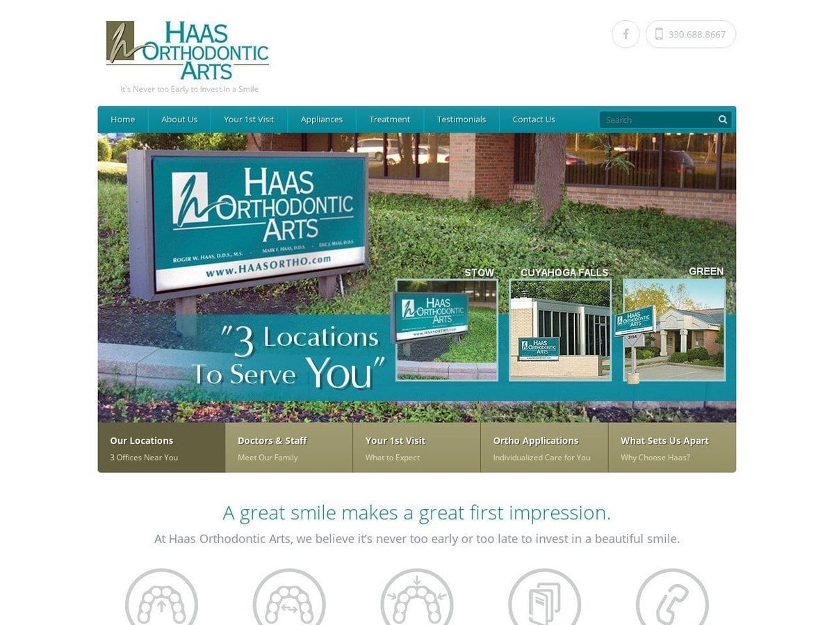 Haas Orthodontics Arts Website Screenshot from haasortho.com