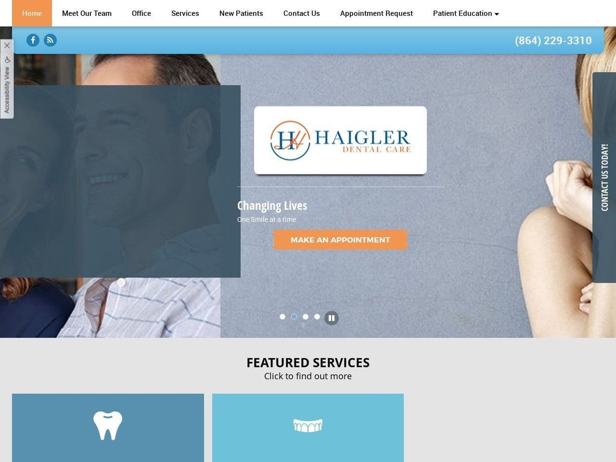 Haigler Dental Care Website Screenshot from haiglerdentalcare.com