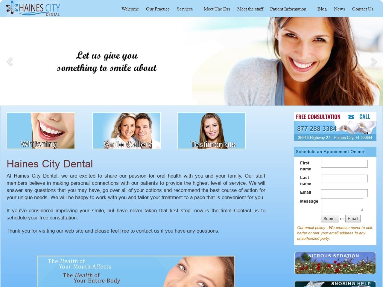 Haines City Dental Website Screenshot from hainescitydental.com