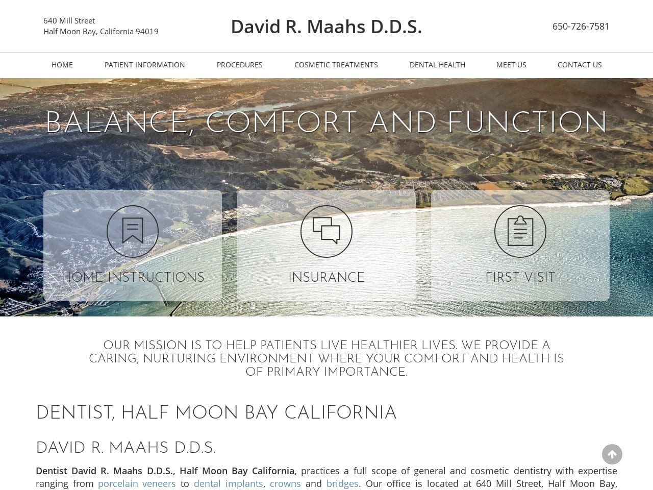 David R. Maahs D.D.S. Website Screenshot from halfmoonbaydentist.net