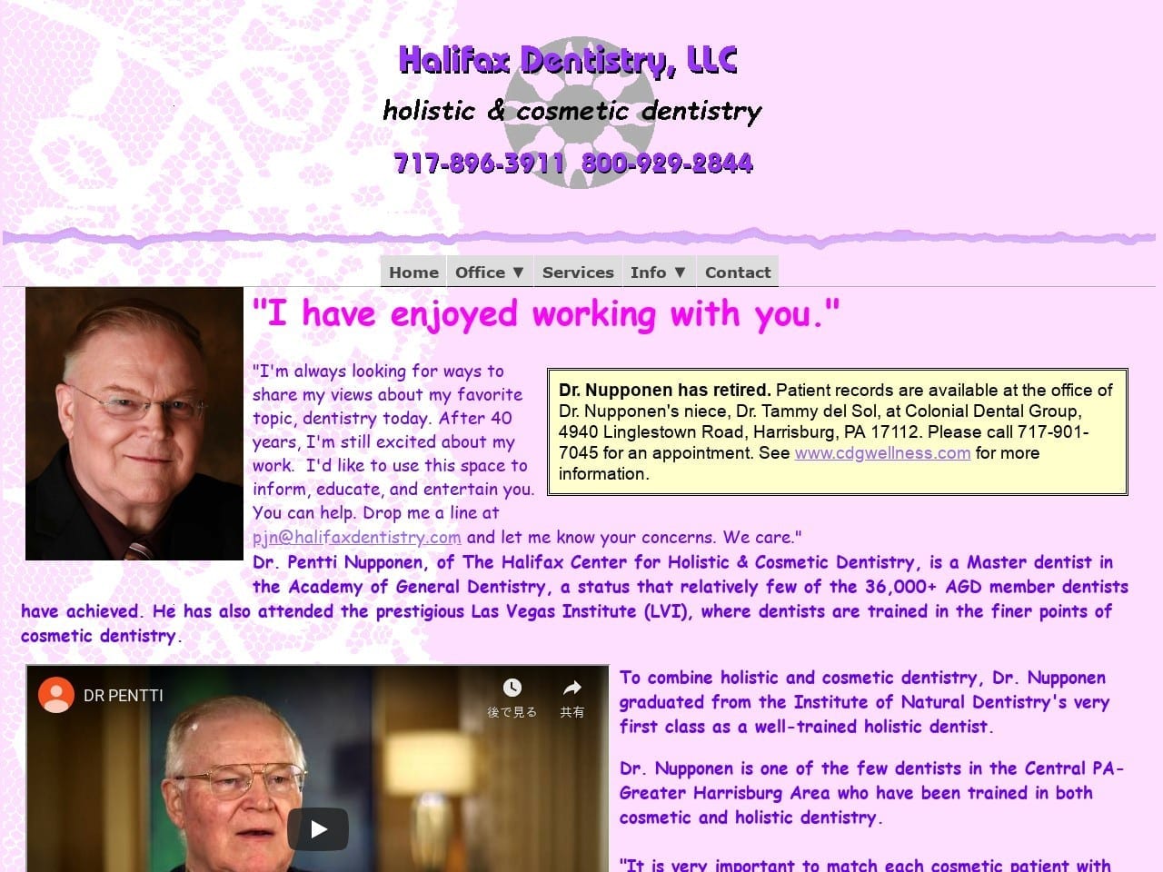 Halifax Dentistry Website Screenshot from halifaxdentistry.com