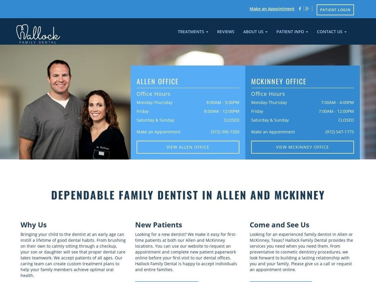 Hallock Family Dental Dr. Erika Hallock Dds Dr. Da Website Screenshot from hallockfamilydental.com