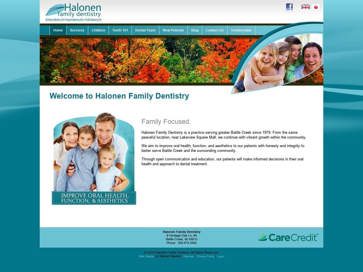 Halonen Dentist Website Screenshot from halonendentistry.com