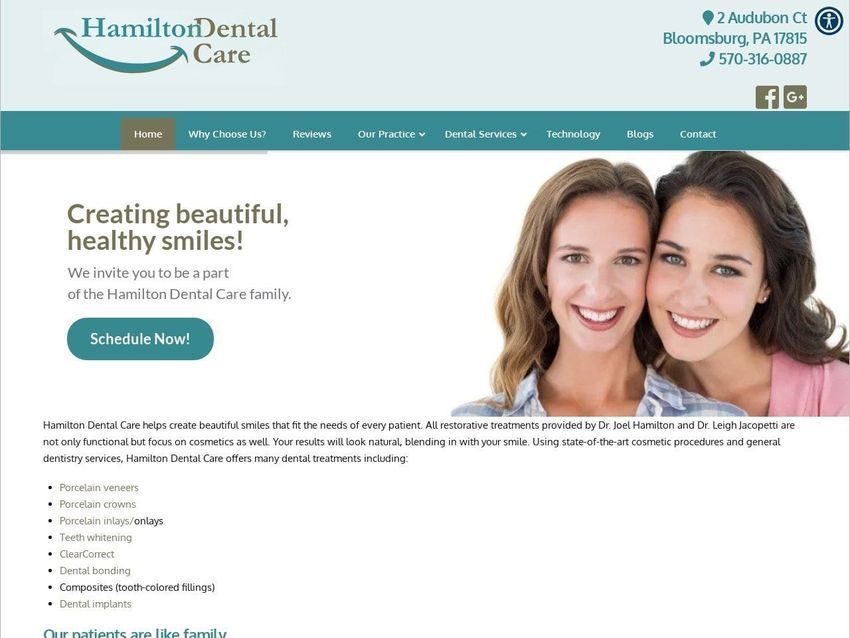 David M Hamilton Dds Website Screenshot from hamilton-dental-care.com