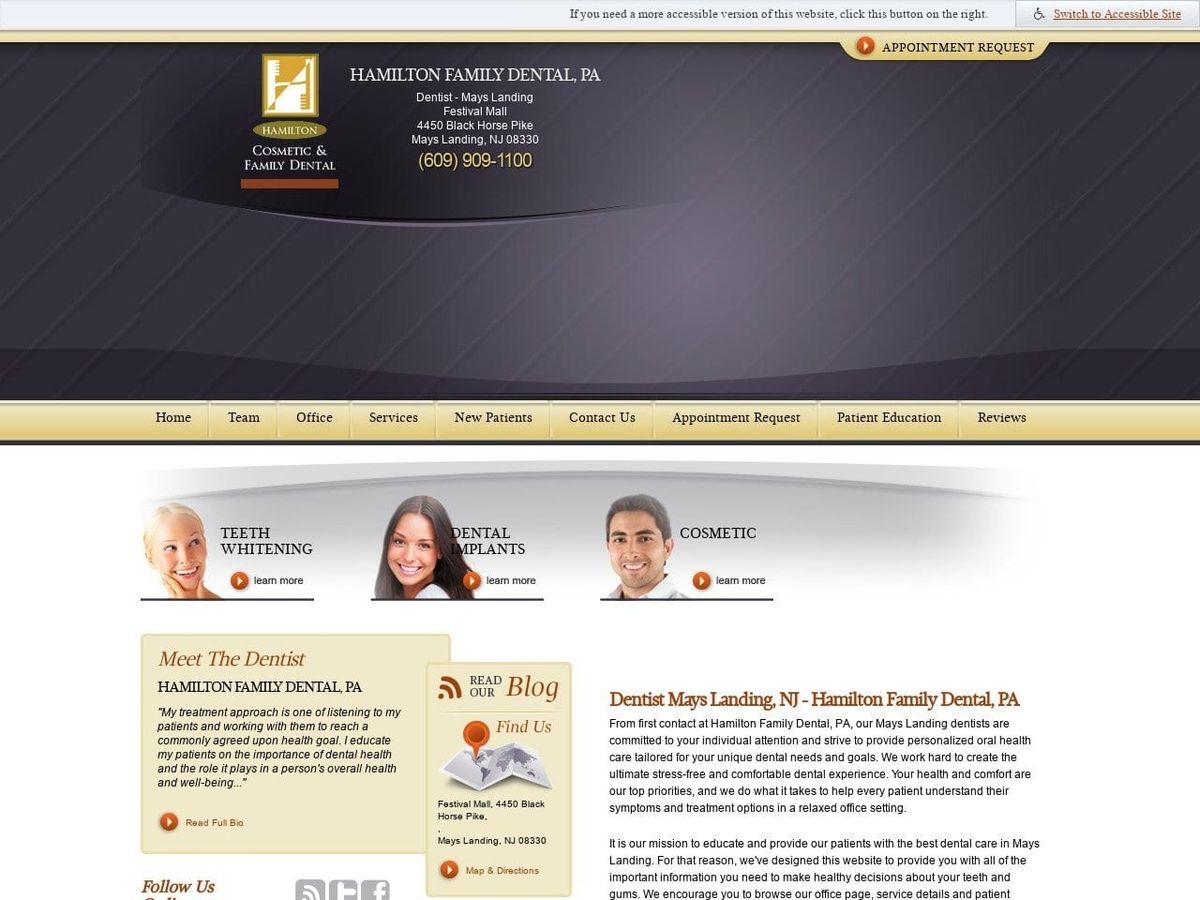 Podolnick David DDS Website Screenshot from hamiltonfamilydental.com