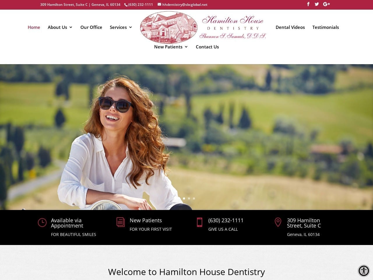 Hamilton House Dentist Website Screenshot from hamiltonhousedentistry.com