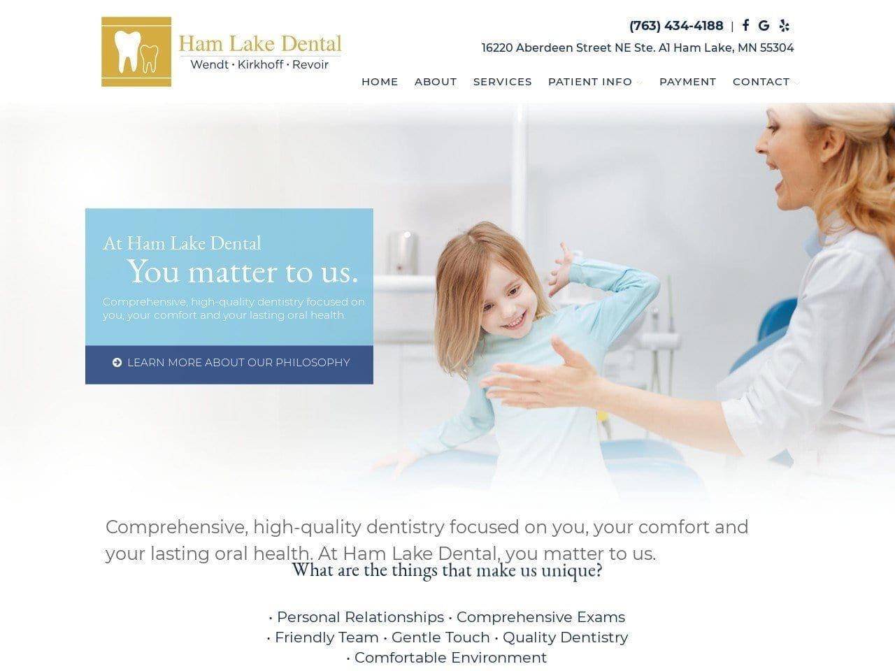 Ham Lake Dental Association Website Screenshot from hamlakedental.com
