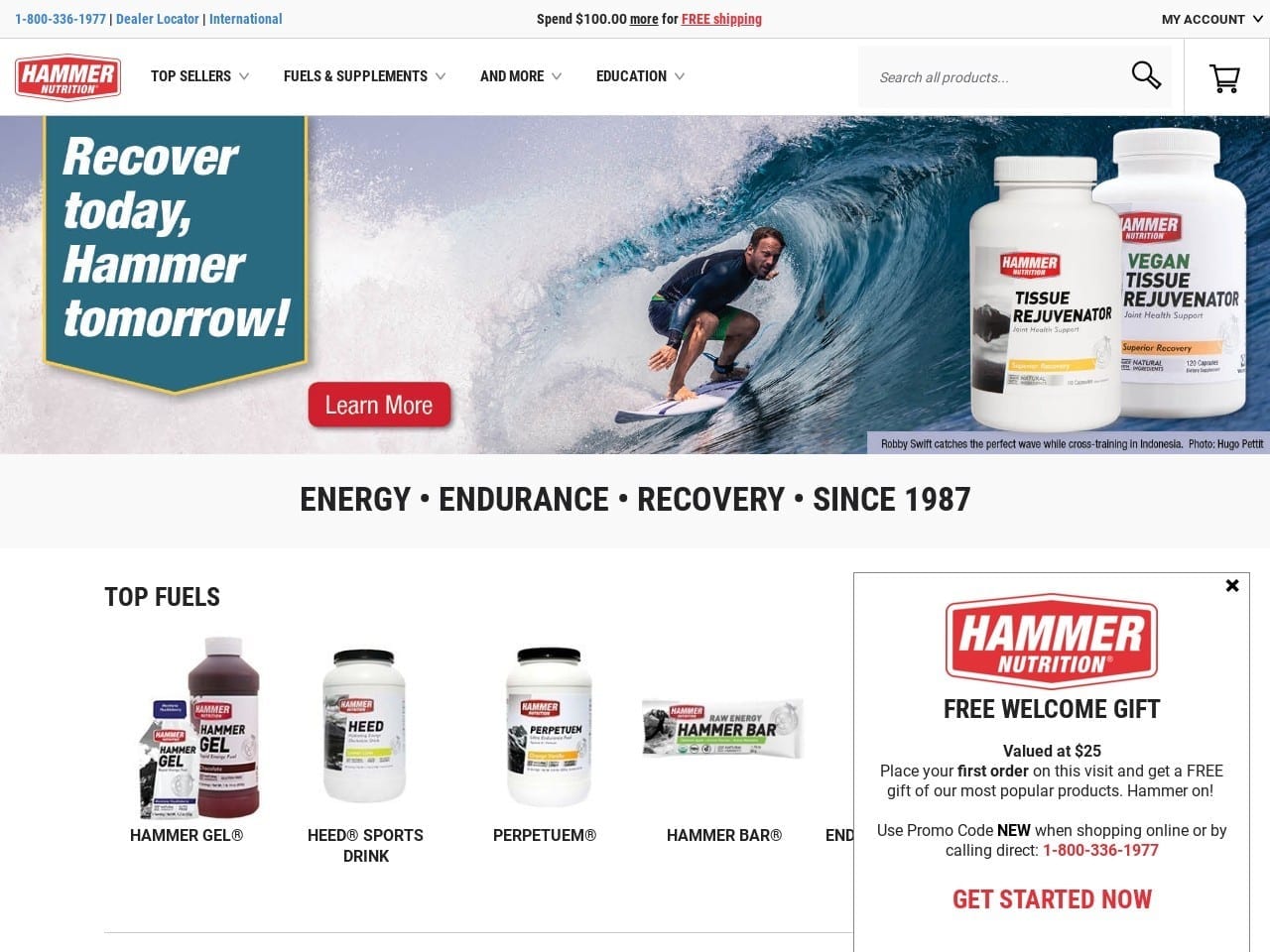 Hammer N DDS Website Screenshot from hammernutrition.com