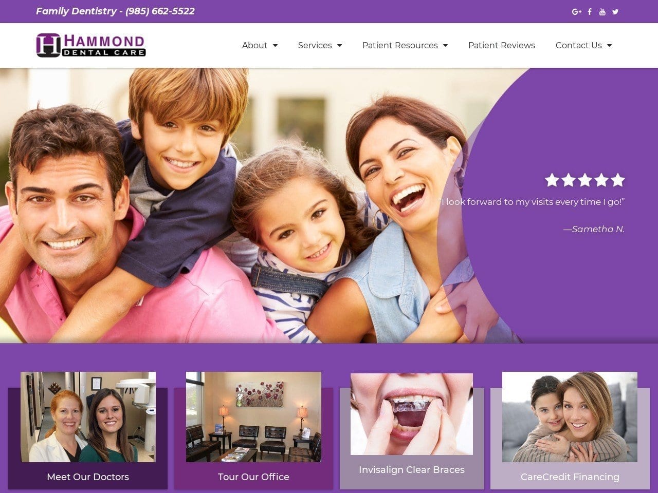 Hammond Dental Care Website Screenshot from hammondladentalcare.com