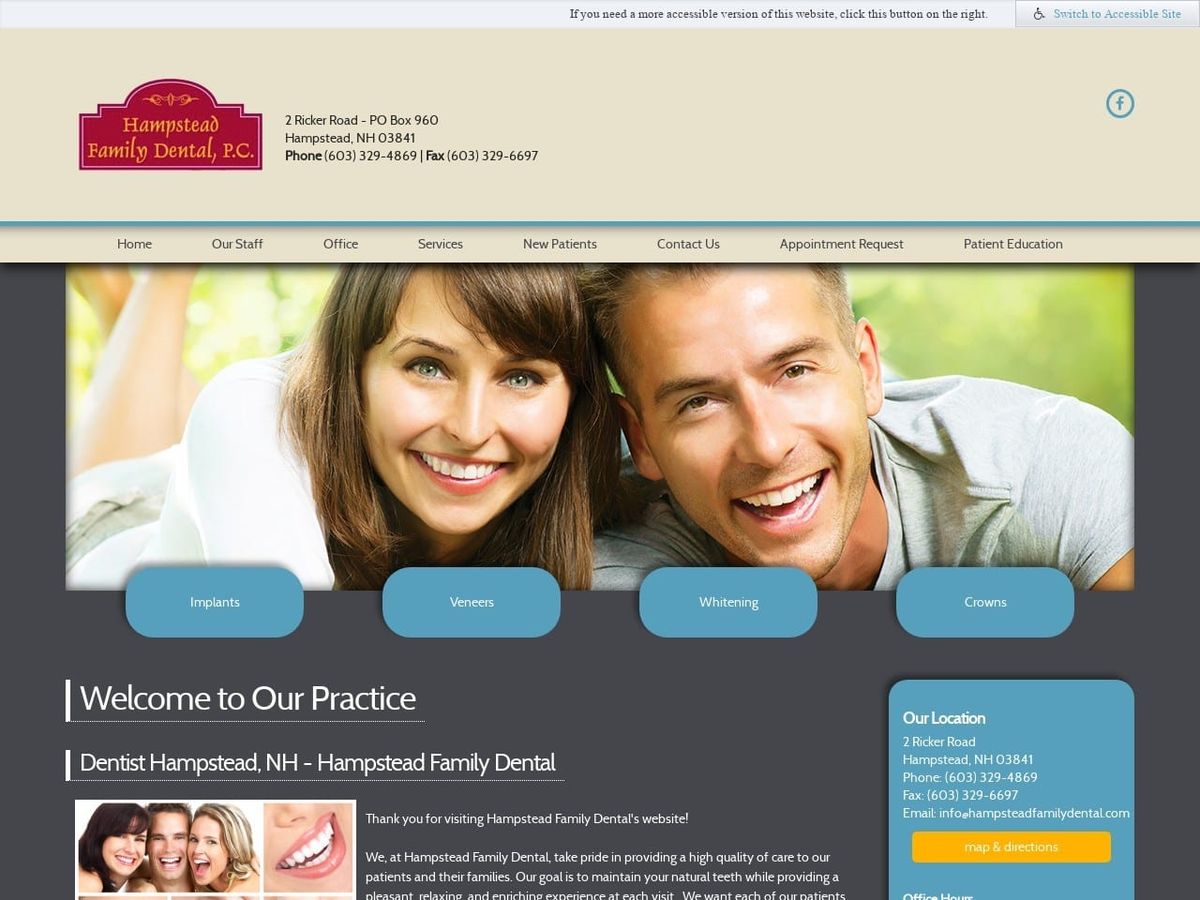 Hampstead Family Dental PC Website Screenshot from hampsteadfamilydental.com