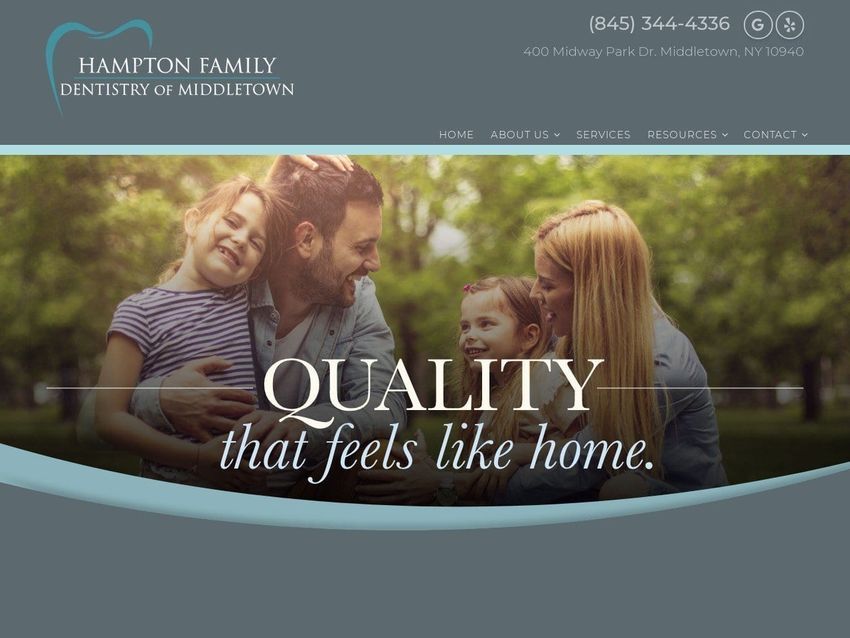 Hampton Family Dentist Website Screenshot from hamptonfamilydentistry.com