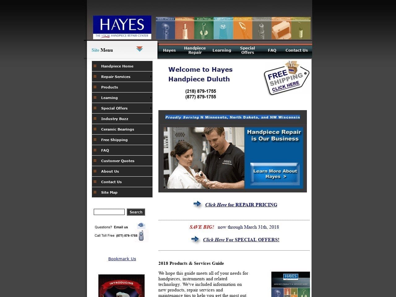 Hayes Handpiece Duluth Website Screenshot from handpiece.info