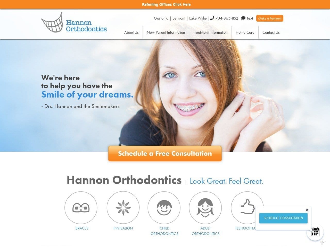 Hannon Orthodontics Website Screenshot from hannonorthodontics.com