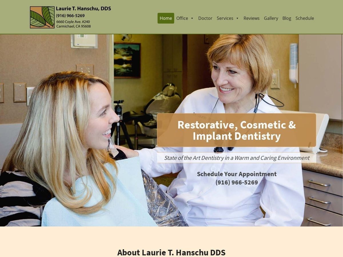 Dr. Laurie T. Hanschu DDS Website Screenshot from hanschudental.com