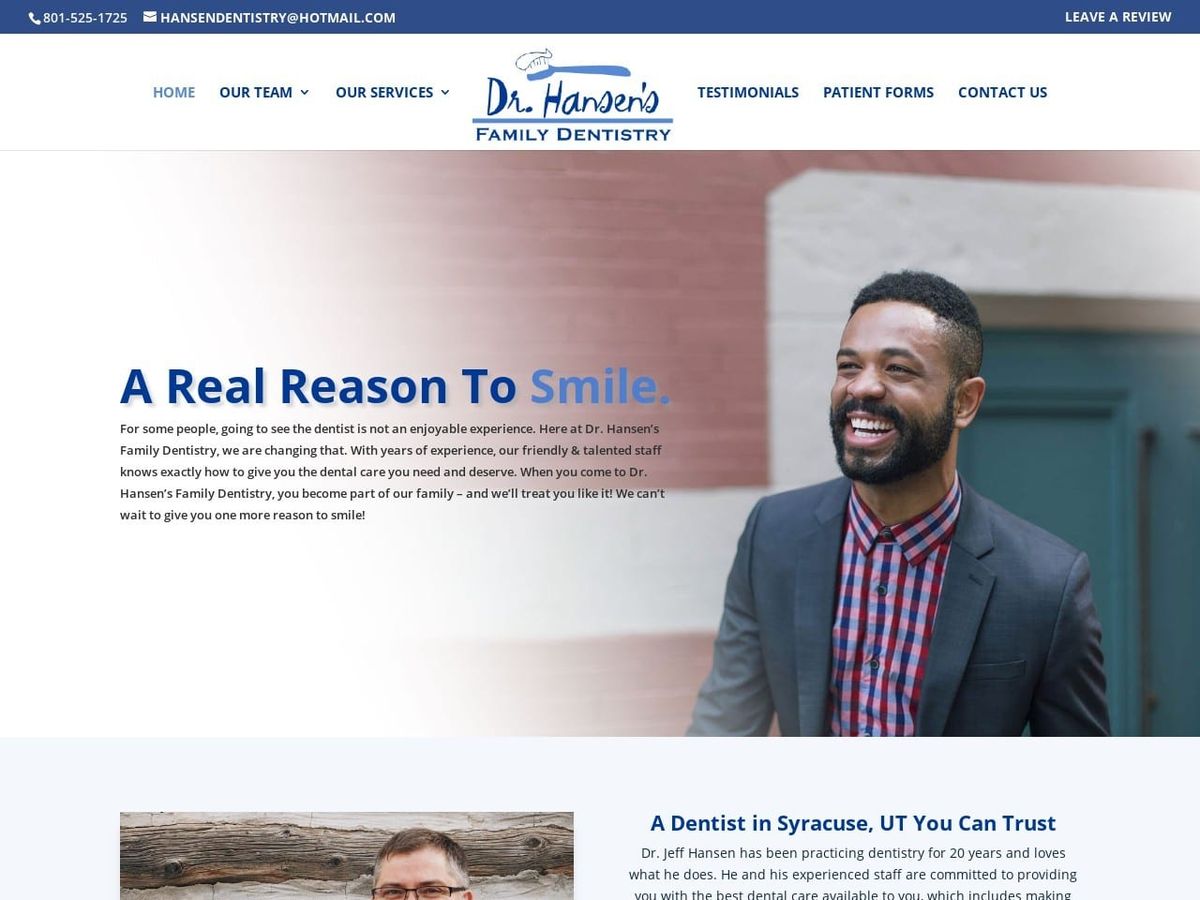 Dr. Hansen Dentist Website Screenshot from hansendentistry.com