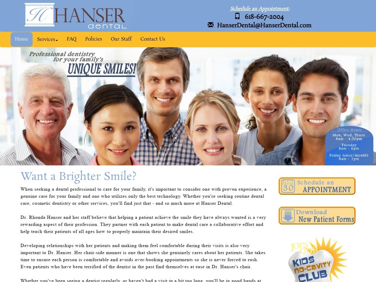 Hanser Dental Website Screenshot from hanserdental.com