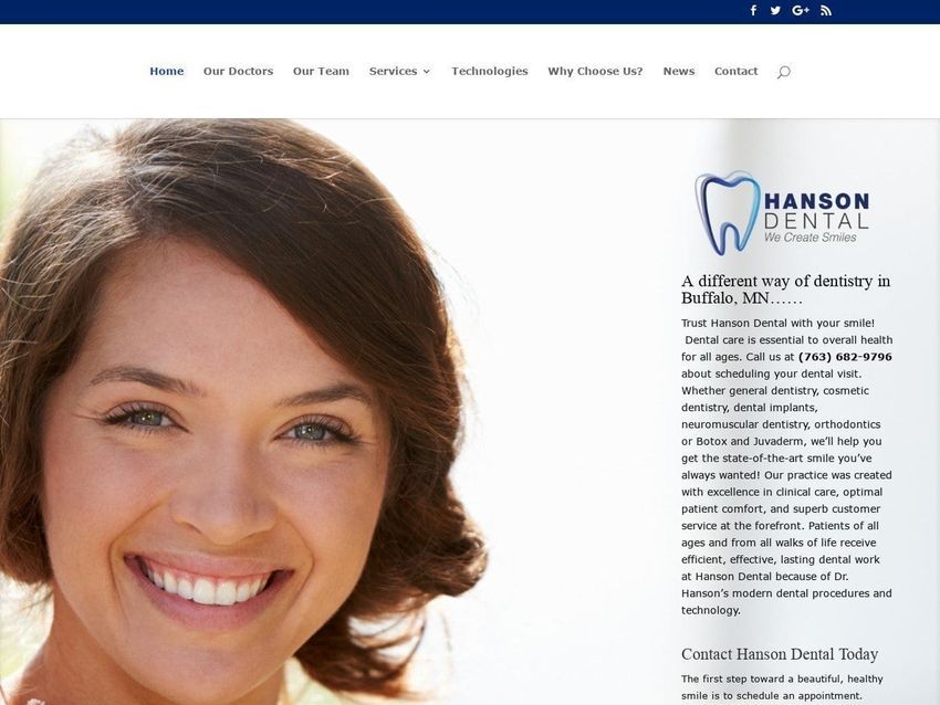 Hanson Dental Website Screenshot from hansondental.com