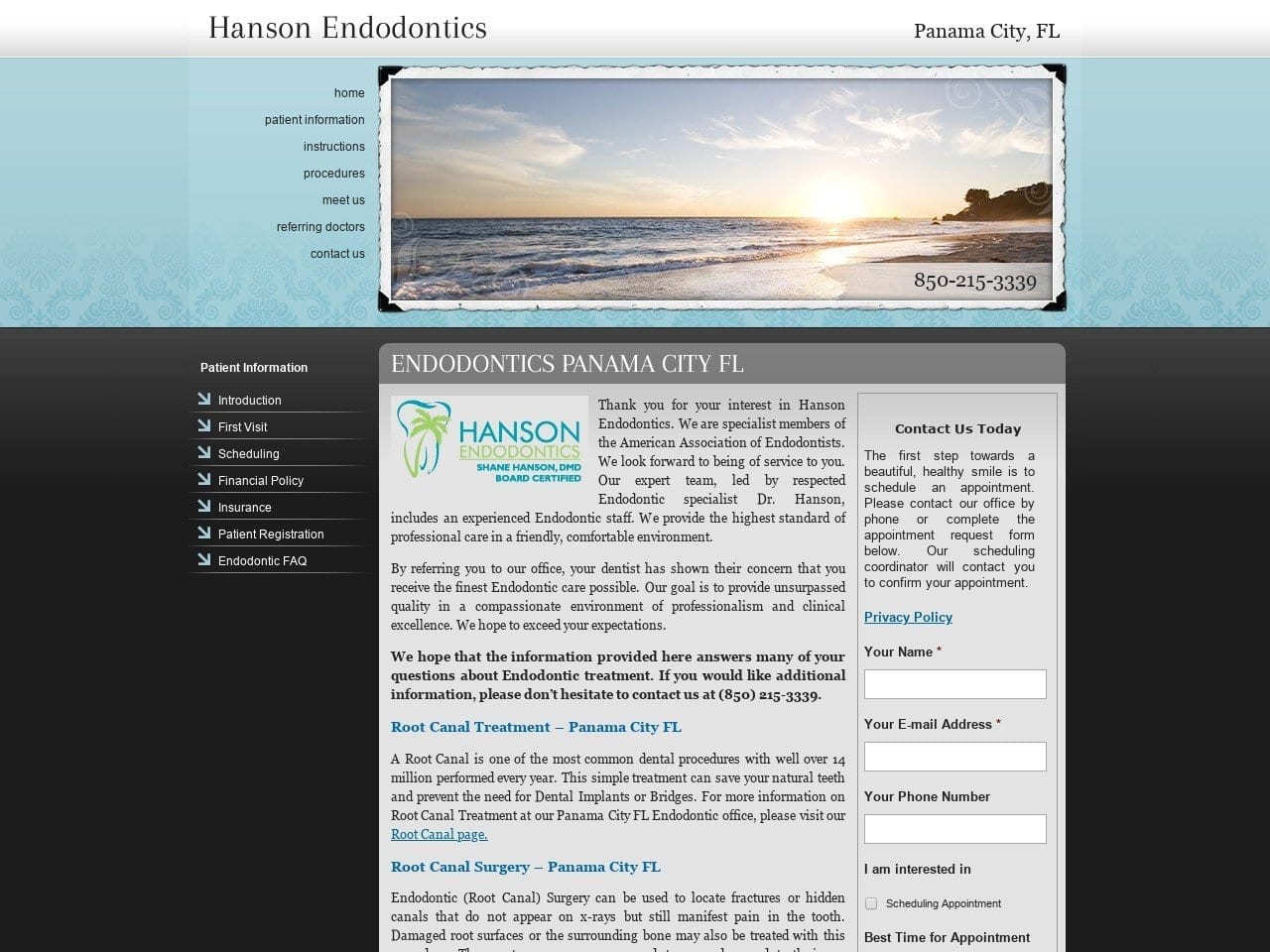 Hanson Endondontics Hanson Shane R DDS Website Screenshot from hansonendo.com