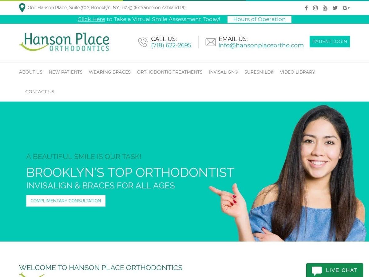 Hanson Place Orthodontics Website Screenshot from hansonplaceortho.com