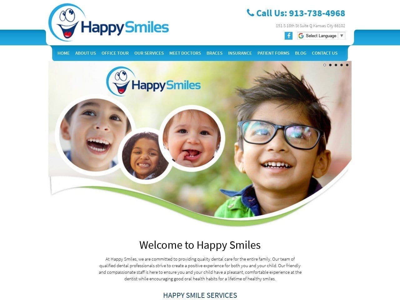 Happy Smiles Dentistry Website Screenshot from happysmileskansascity.com