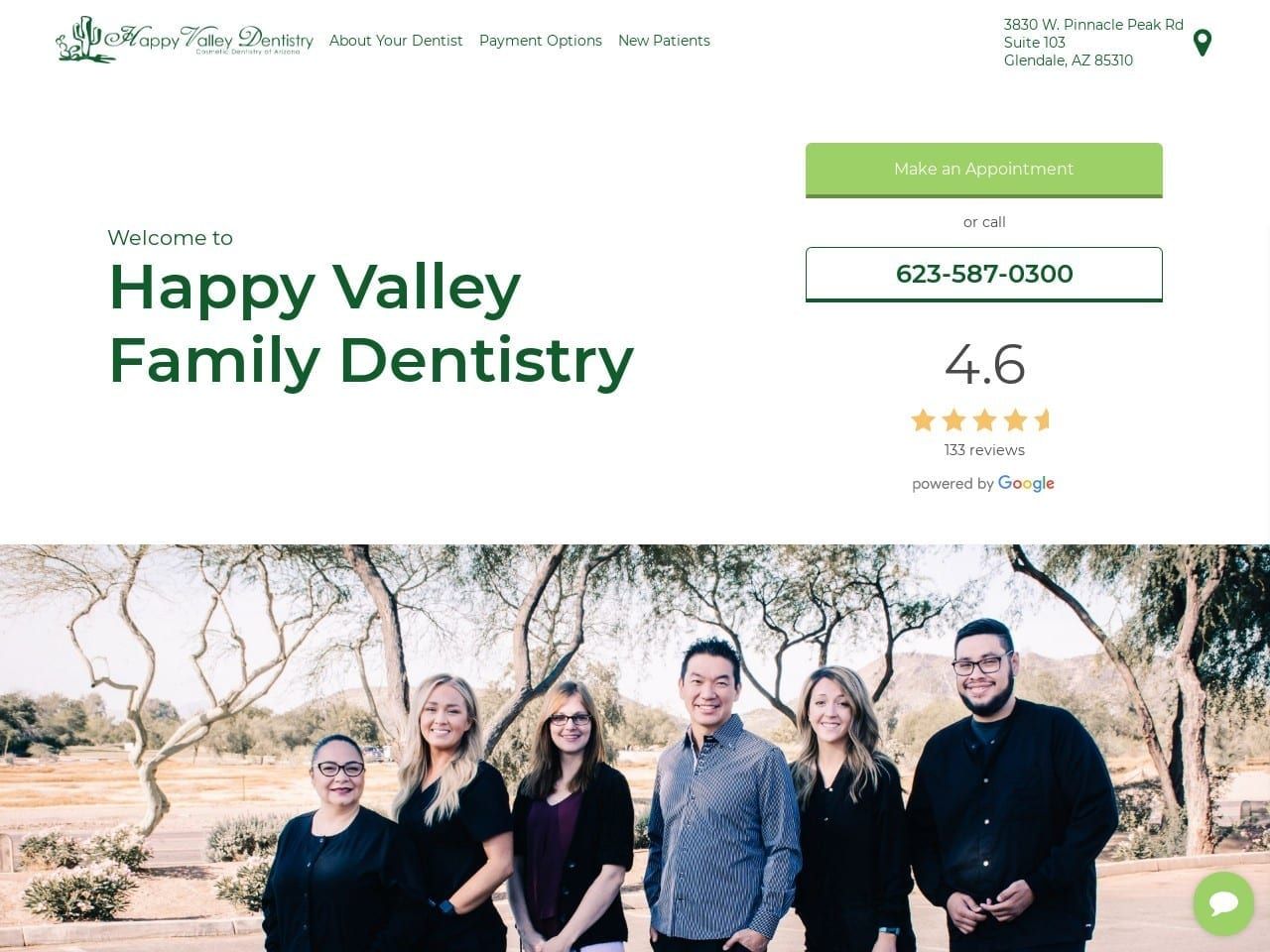 Happyvalley Dentistry Website Screenshot from happyvalleydentistry.com