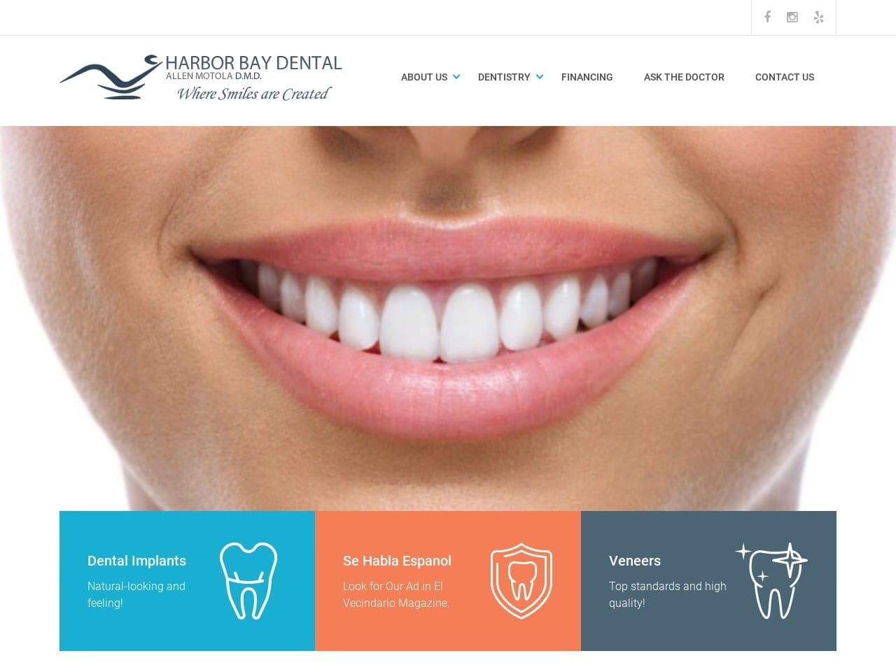 Harbor Bay Dental Website Screenshot from harborbaydental.com