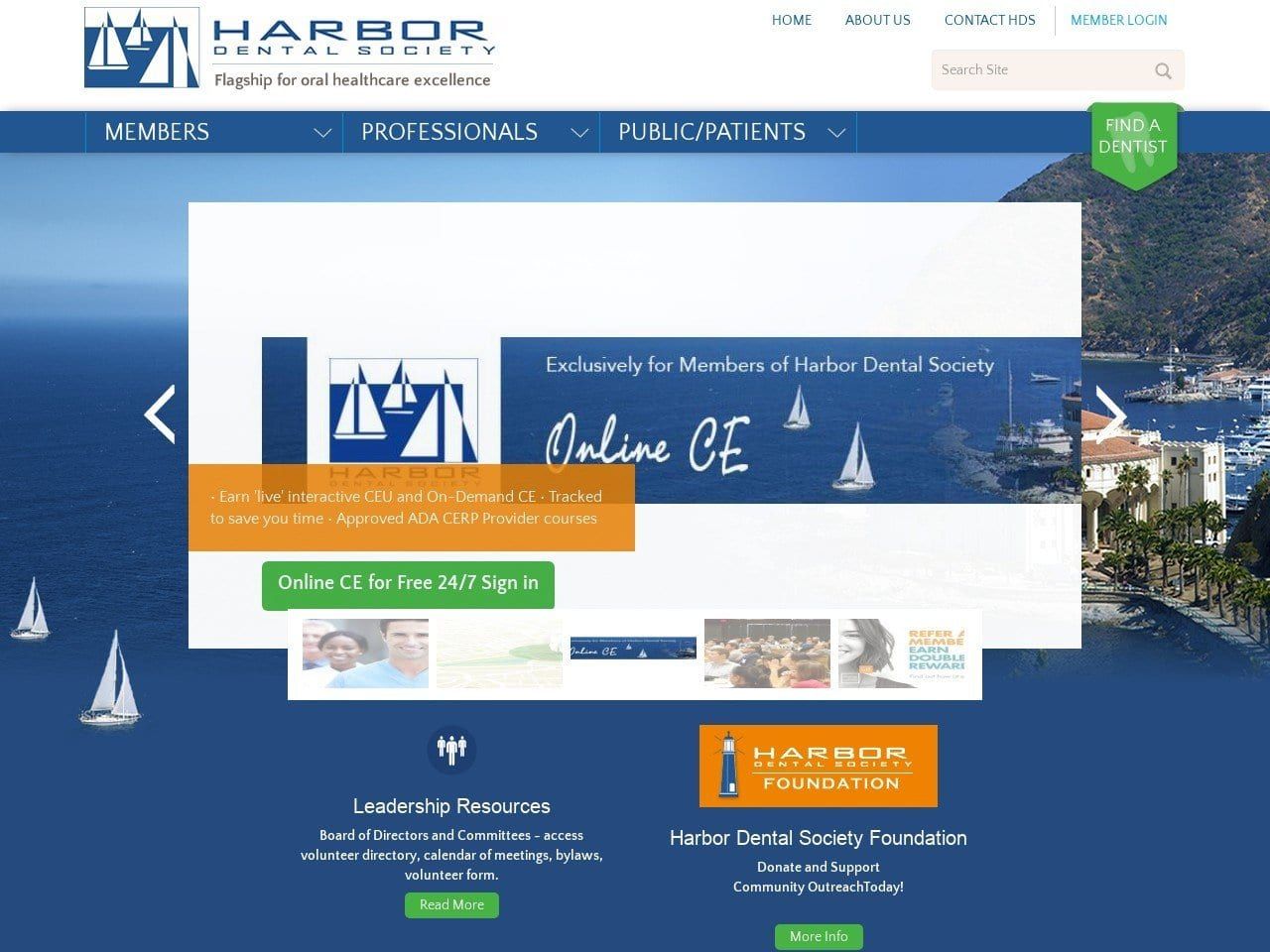 Harbor Dental Society Website Screenshot from harbordentalsociety.org