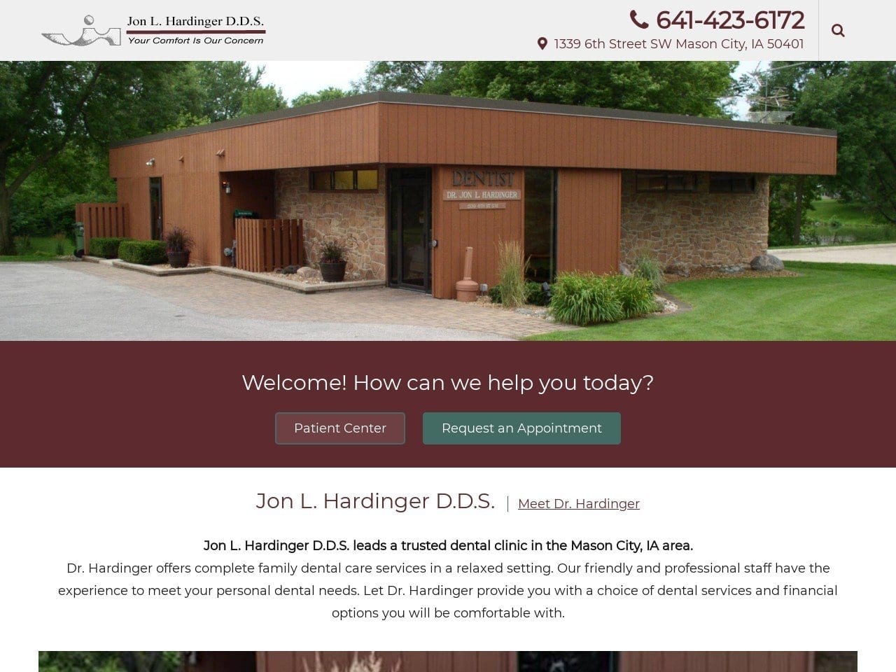 Hardinger Dental Website Screenshot from hardingerdental.com