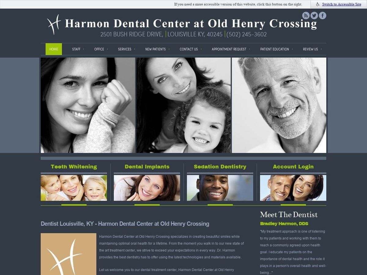 Harmon Dental Center Harmon Bradley DDS Website Screenshot from harmondentalcenter.com