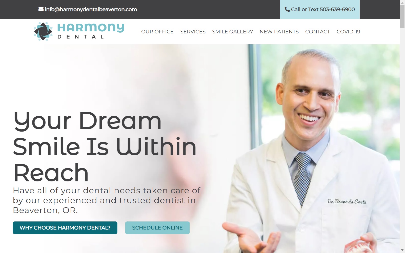 harmonydentalbeaverton.com screenshot