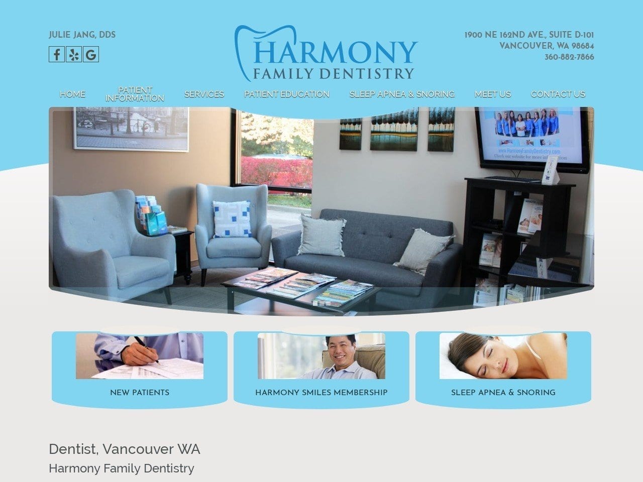 Harmony Family Dentist Website Screenshot from harmonyfamilydentistry.com