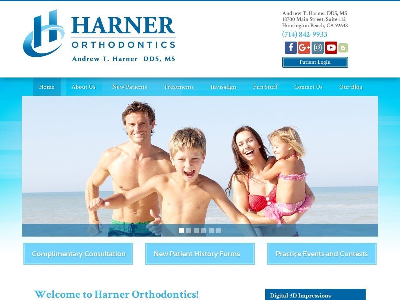 Harner Orthodontics Andrew Harner DDS MS Website Screenshot from harnerorthodontics.com
