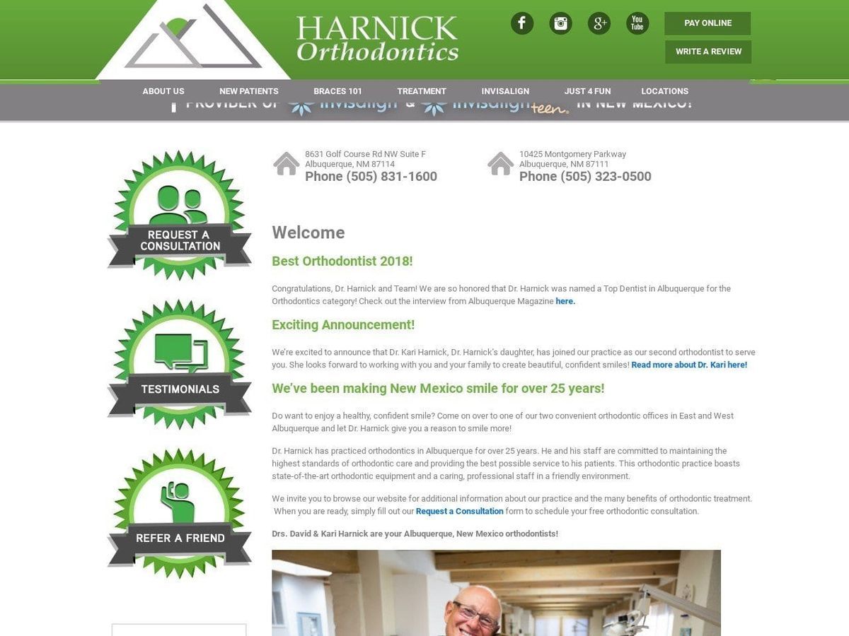 Harnick Orthodontics Website Screenshot from harnickorthodontics.com