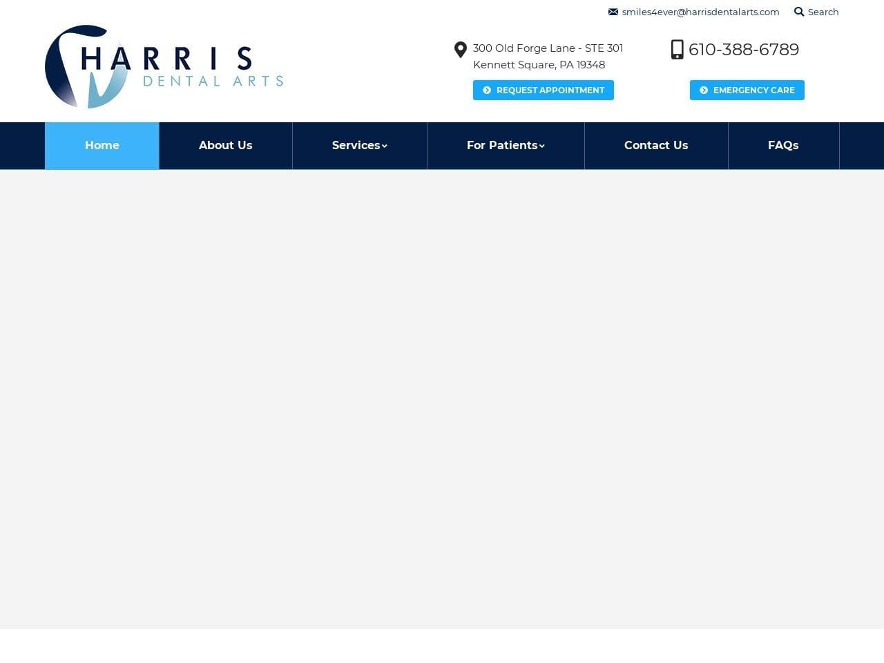 Harris Dental Arts Website Screenshot from harrisdentalarts.com