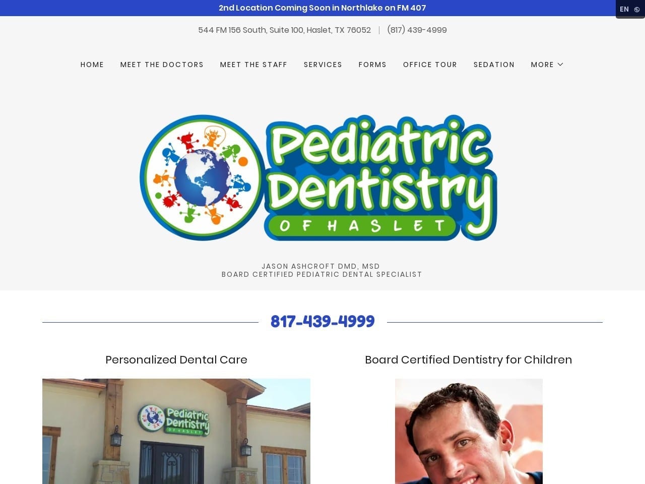 Pediatric Dentistry of Haslet Website Screenshot from hasletchildrensdentist.com