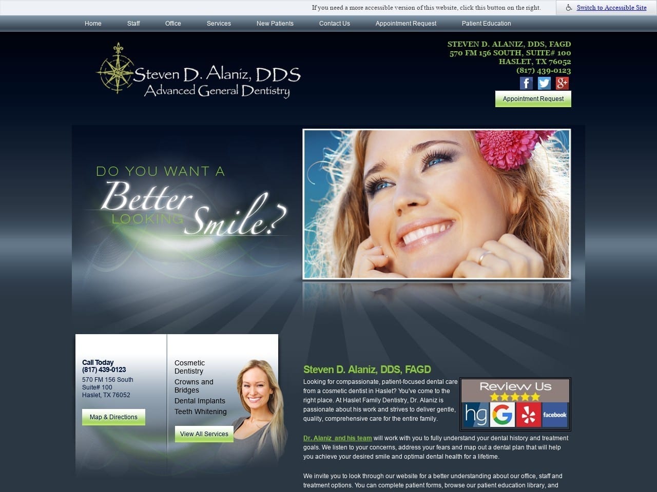 Haslet Family Dentistry Website Screenshot from hasletfamilydentistry.com