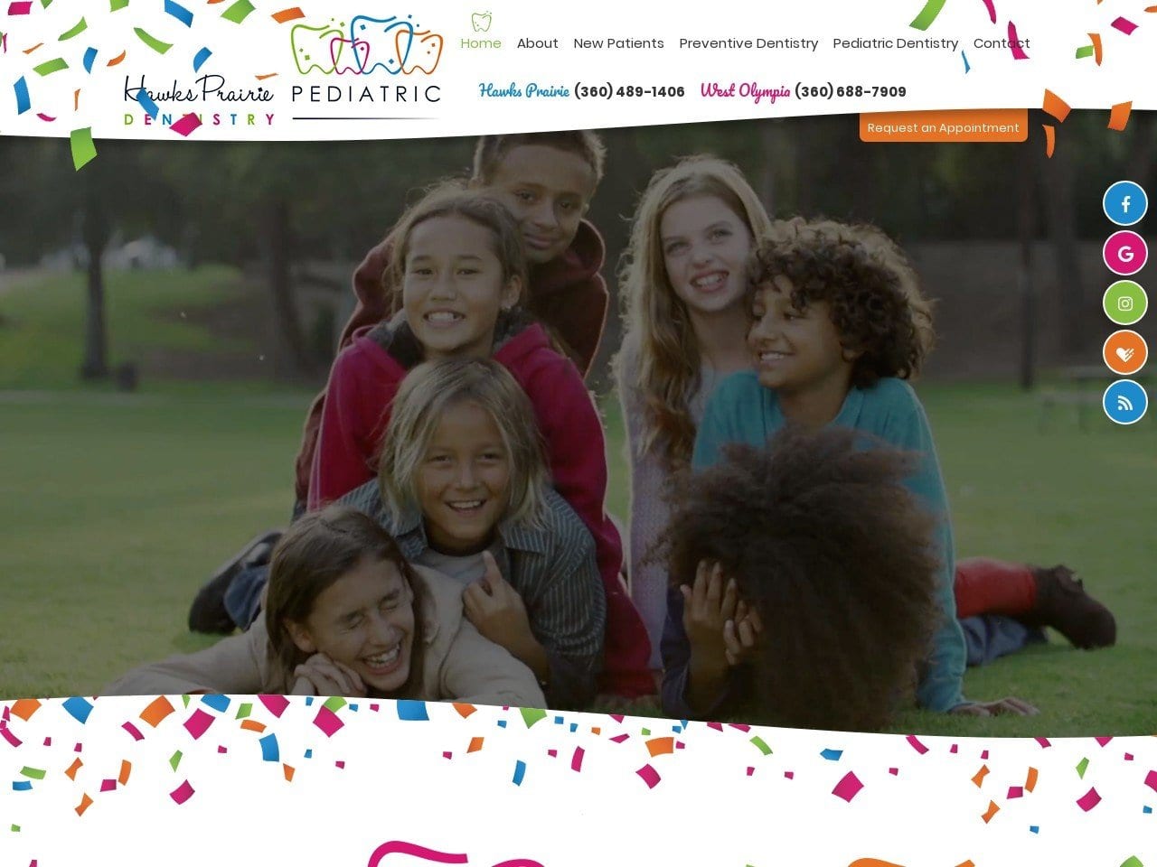 Hawks Prairie Pediatric Dentistry Website Screenshot from hawksprairiekidsdentist.com