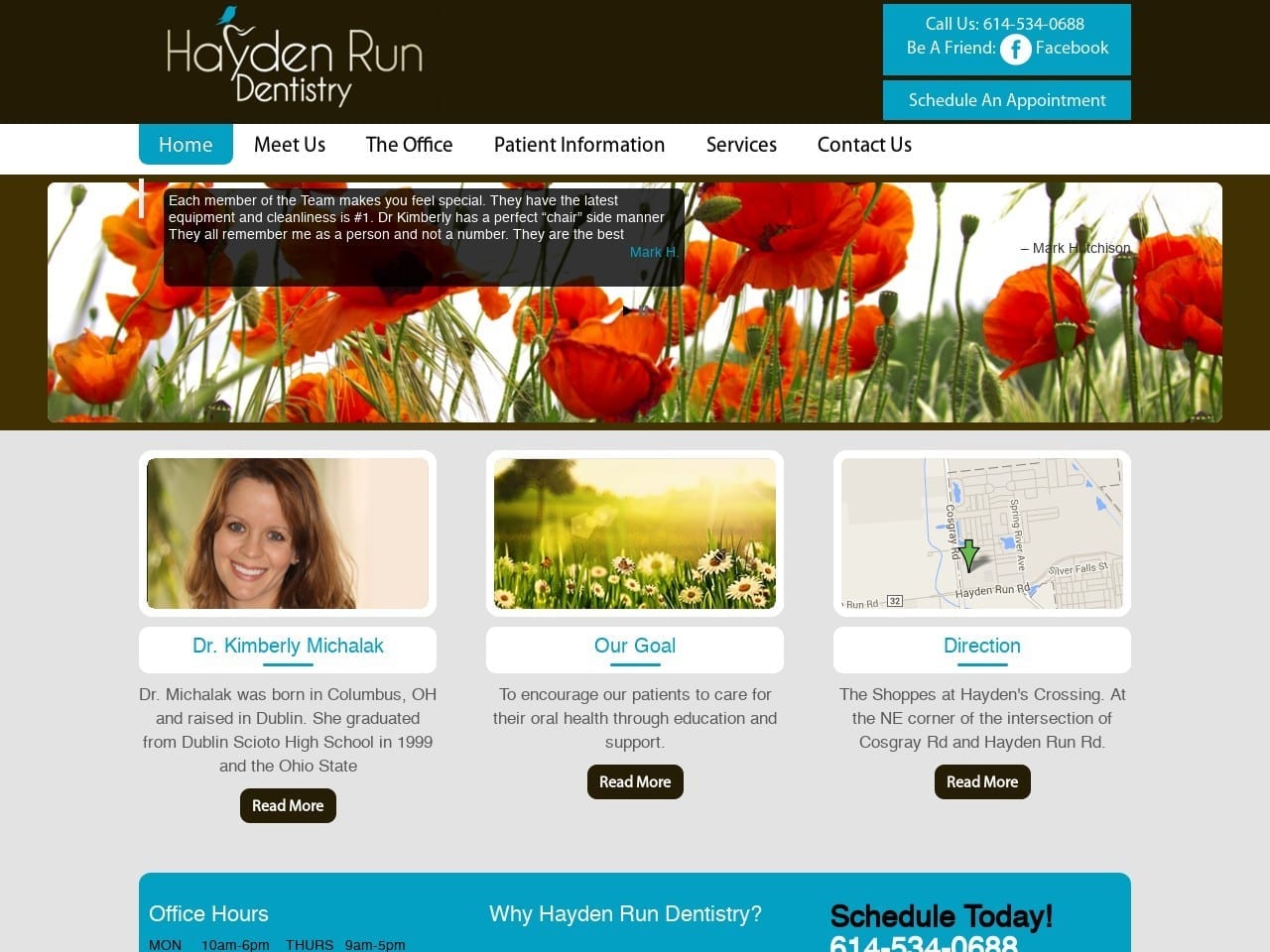 Hayden Run Dentist Website Screenshot from haydenrundentistry.com